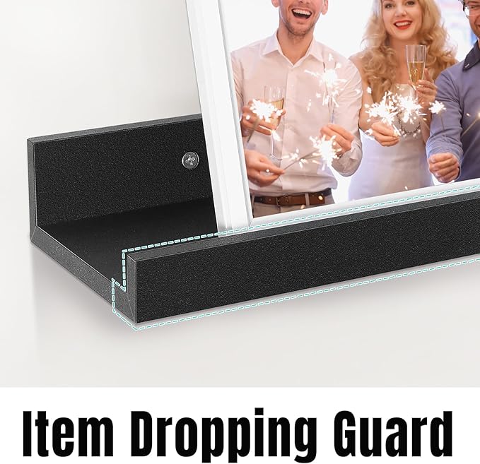 LaVie Home 35.4-Inch Black Floating Shelves for Wall Storage Set of 4 - Modern Minimalist Picture Ledge Shelf Wall Decor for Kitchen, Bedroom, Bathroom, and Living Room, Large Floating Shelves