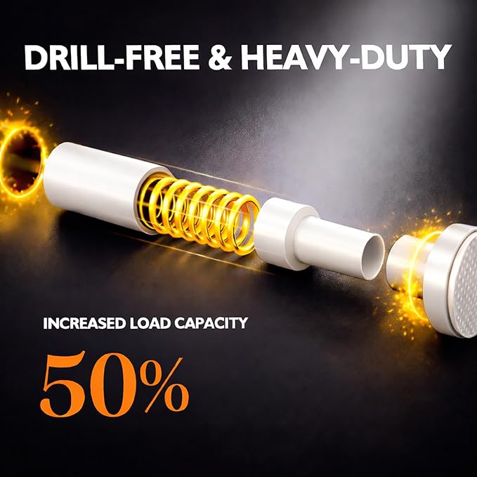White Room Dividers Tension Curtain Rod, No Drilling Adjustable 72-200" W x 43-120" H Pole,Divider for Room Separation