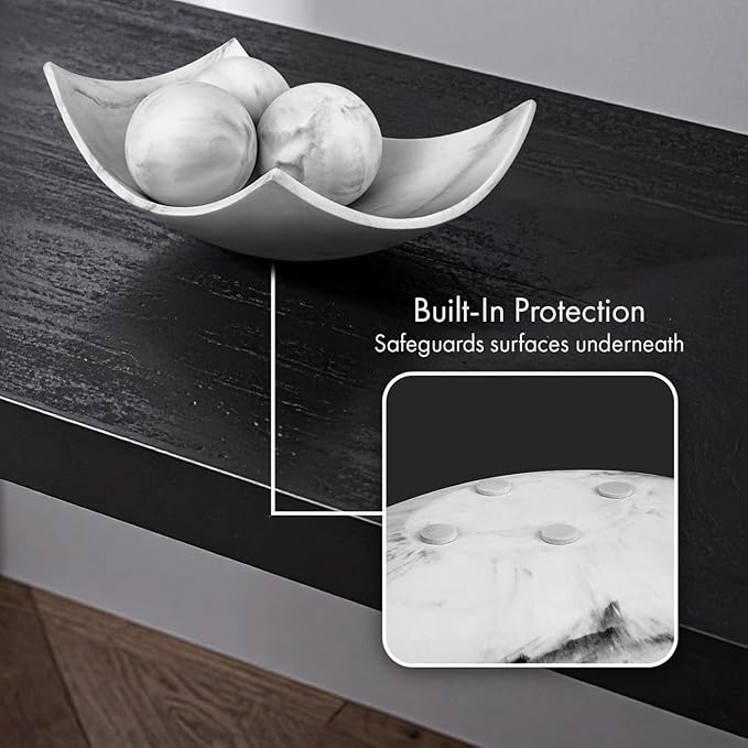 Creative Scents White Marble Look Coffee Table Decor for Living/Dining Room, Modern White Catch-All Key Dish Decor for Entryway, Decorative Bowl for Home Décor - Fruit Bowl for Kitchen Counter