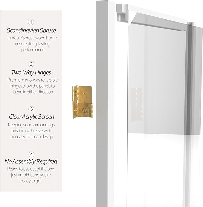 4 ft. Short Clear Plastic Partition White 4 Panel