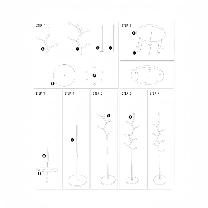 Modern Freestanding Coat Rack, Tree-Shaped Metal Hall Tree with 8 Hooks & Marble Base, Sturdy Entryway Organizer for Coats, Hats, Scarves, Purses, Ideal for Bedroom, Hallway, Office(Gold)