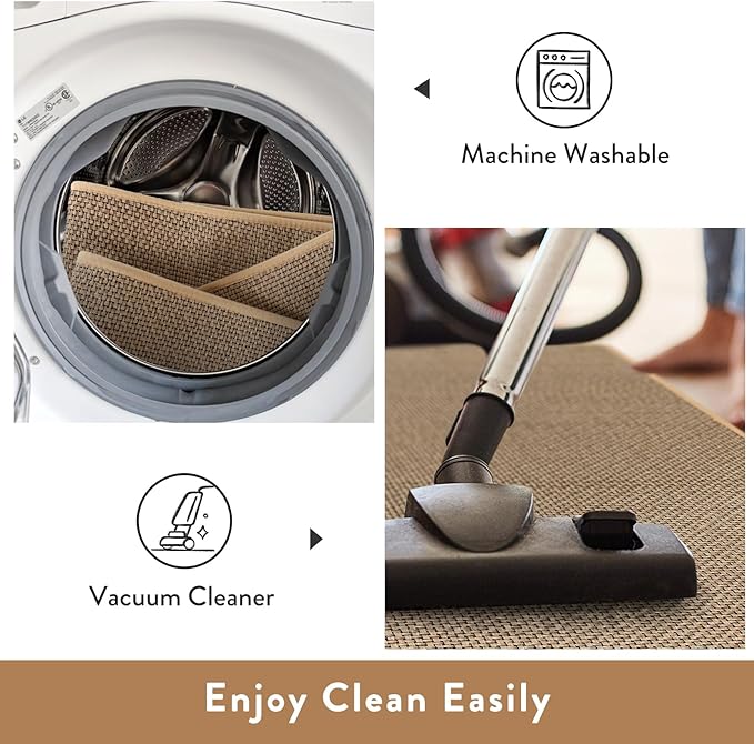 Lahome Noe Farmhouse Kitchen Runner, 2x5 Entryway Runner Rug Non Slip for Entryway Indoor Washable Carpet for Hallway Neutral Rug Runner Kitchen Mats for Floor Entry Bathroom, Beige