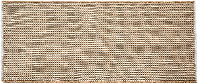 Triohero Waffle Bath Mat, Boho Bathroom Rugs Non Slip Washable, Ultra Soft Super Absorbent Quick Dry Farmhouse Bathroom Decor, 24" x 48", Khaki & White