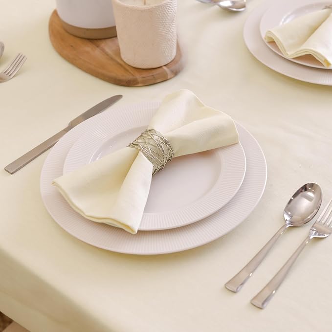 Encasa XO Natural Cloth Napkins Set of 6, 17"x17" | Solid Color Cotton Dinner Napkins | Washable & Reusable Wedding Napkins for Holiday Dinners, Party, & Everyday Table Decor