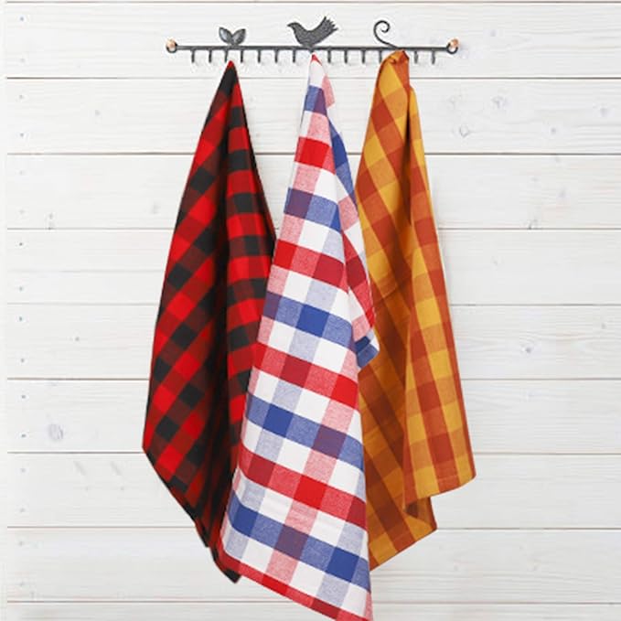Urban Villa Cloth Napkins 100% Cotton Highly Absorbent Washable Durable Reusable Premium Dinner Napkins Ideal for Gifts for Mothers Day Hotel Farmhouse Parties - Multichecks (20" x 20", Set of 12)
