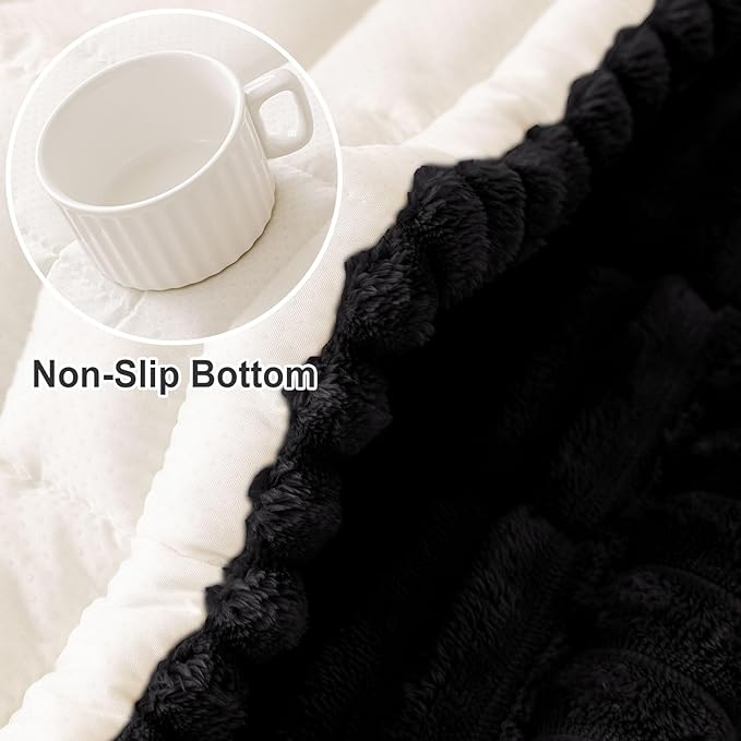 hyha Couch Cover for Dogs Washable, Non Slip Thick Flannel Sofa Protector, Pet Friendly Plush Furniture Cover for Sectional Sofa & Loveseat (Black, 35.4" x 95")