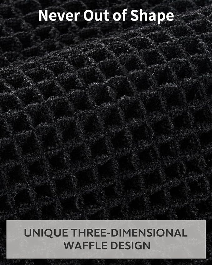 tchdio Waffle Bath Mat Rug, Super Absorbent Non Slip Bath Mats Ultra Soft Bathmat Machine Washable Bathroom Rugs with Tassels, Bath Rugs for Bathroom Floor Beside Tub, 24" x 36", Black