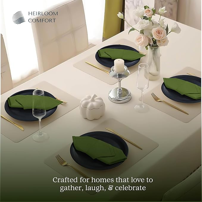 Mint Green Cloth Dinner Napkins 17 x 17 Inch, Soft, Absorbent, Reusable, Washable, Durable, Set of 12 - Ideal for Spring, Summer, Easter, Baby Showers, Weddings, Everyday Use