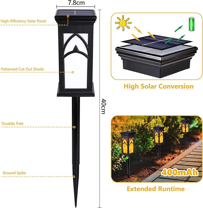 Jnaurb Solar Lights Outdoor, 6 Pack Solar Torch Light with Flickering Flame, Waterproof Garden Lights Outdoor Landscape Lighting, Flame Torches for Outside Patio Pathway Walkway Yard Lawn Decorations
