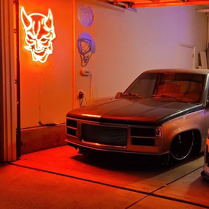 Hannya Mask Neon Sign for Game Room, Tattoo Shop, Tattoo Studio Decor LED Anime Neon Light Cool Room Accessory Japanese Demon Evil Spirit Hannya Sign