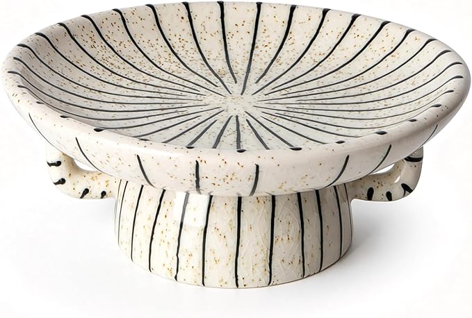 DOWAN 10.5'' Large Decorative Bowls, Handcrafted Ceramic Bowls for Home Decor, Centerpieces for Tables, Chic Key Holder for Entry Table, Unique Hand-painted Modern Art Deco Bowl