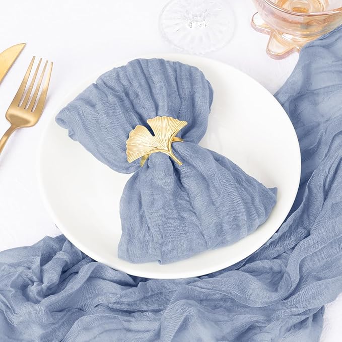 DeZerlor 20 Pack Dusty Blue Cheesecloth Napkins Summer Cloth Napkins Set of 20 Dinner Napkins Bulk 21x21 Inches for Wedding Bridal Shower Baby Shower Parties