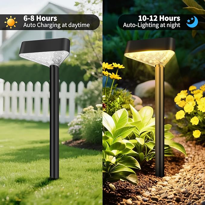 6 Pack Solar Pathway Lights Outdoor, Bright LED Solar Landscape Lights, Waterproof Solar Garden Lights for Yard, Patio, Walkway, Lawn, Driveway(Warm White, 6 Pack)