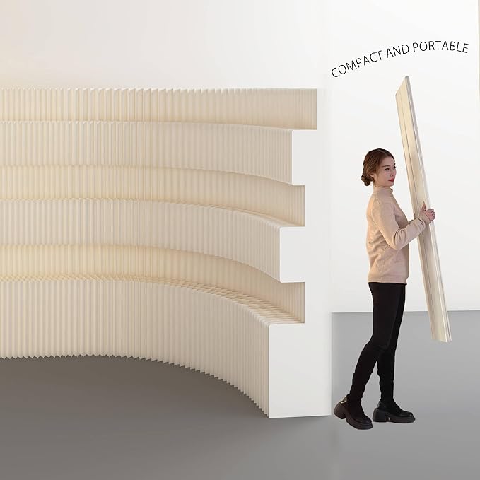 Paper Room Divider Screen Folding Adjustable Privacy Partition for Home & Office Portable Decorative Wall Divider for Dorm, Studio, Exhibition, Store or Room Separation 7.875ft-9.84ft-1.71ft