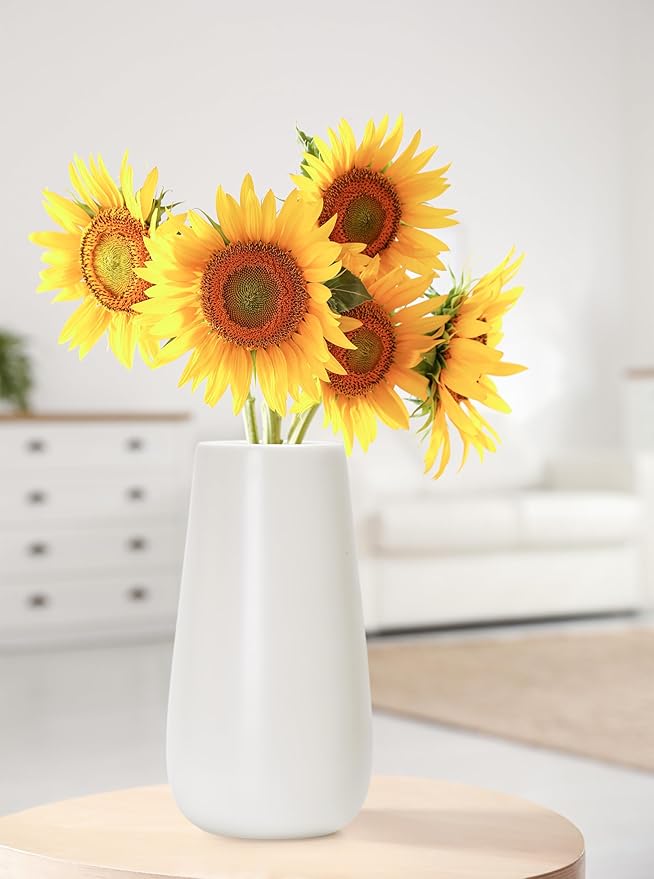 D'vine Dev 8 Inch White Elegant Oval Ceramic Vase for Flowers, Home Décor Vase with Design Box, VS-LD-A-4