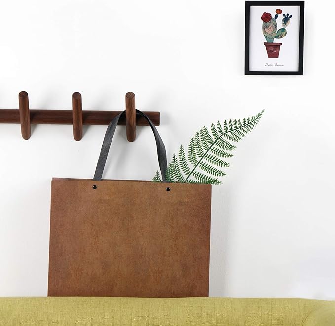 Wood Coat Hooks Wall Mounted Hat Rack Tower Hanger Wall Hooks Decorative Hanger with Pegs Entryway Bedroom Bathroom（Black Walnut,4 Hooks）