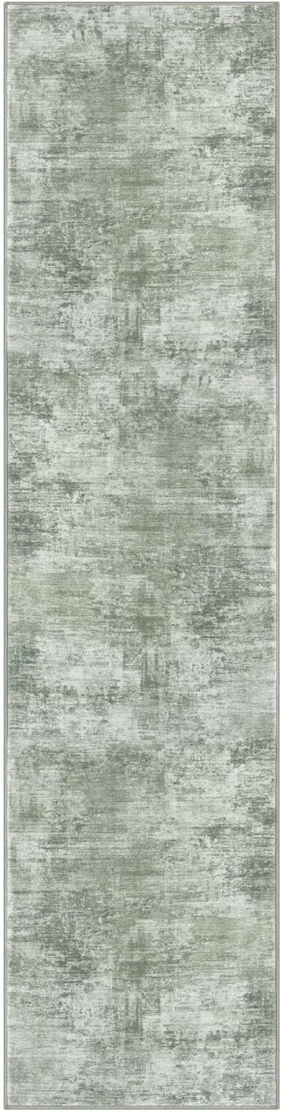IOHOUZE Abstract Runner Rug 2x8 Ft Washable Runners for Hallways, Non Slip Kitchen Runner Printed Faux Wool Entryway Runner Indoor, Modern Abstract Floor Carpet for Hall Kitchen Bedroom, Sage Green