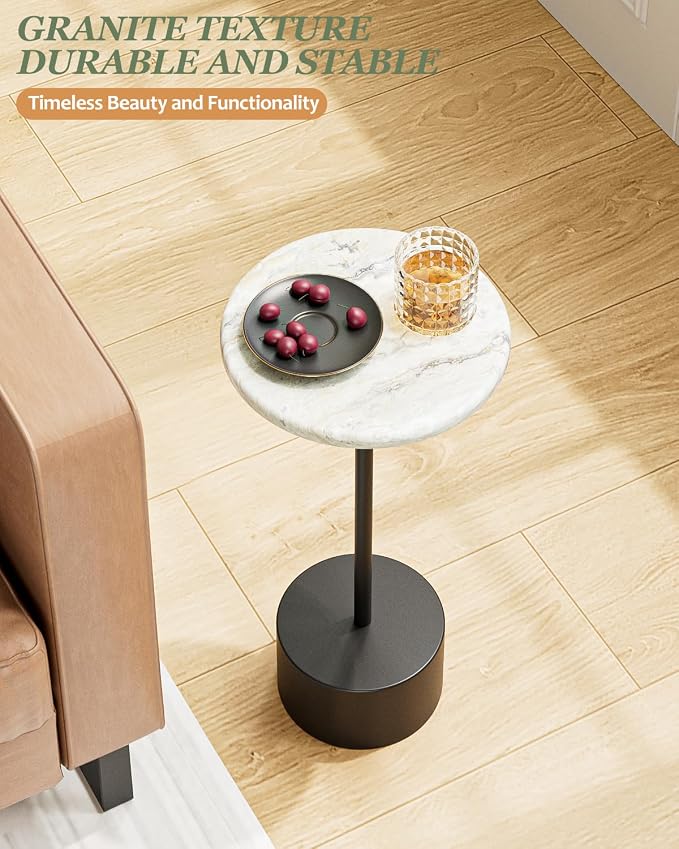 Black Drink Table Pedestal, Round Side Table, Drink Tables for Small Spaces, Pedestal End Table, Small Pedestal Table