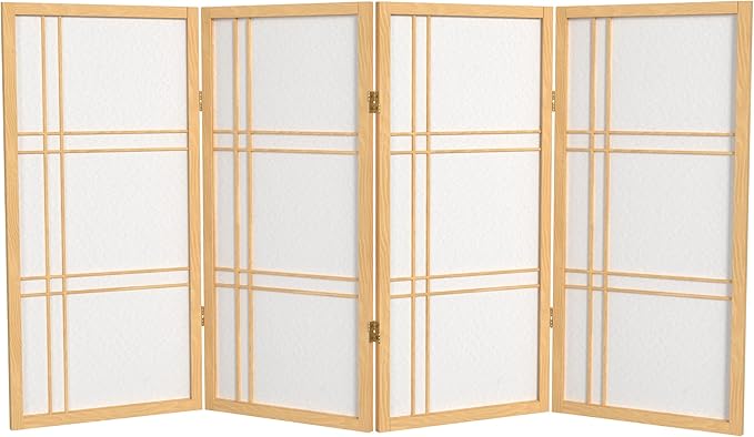 3 ft. Short Double Cross Shoji Screen - Natural - 4 Panels
