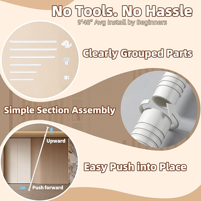 Room Divider, Tension Curtain Rod No Drilling,4-10ft(H) 28-70inch(W) Wall Divider for Room Separation, Heavy Duty Room Partition Separator, Adjustable Folding Privacy Screens,White