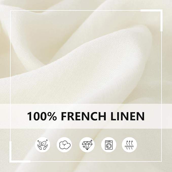 Linen World 100% Linen Tablecloth,Cream Tablecloth 120" x 60" Inch,Washable Rectangular Tablecloth for Dining,Outdoor,Weddings and Restaurants,Decorative Thanksgiving Christmas,Jacquard Weave Design