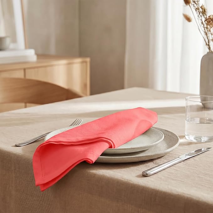 Urban Villa Cloth Napkins 100% Cotton Highly Absorbent Washable Durable Reusable Premium Dinner Napkins Ideal for Gifts for Mothers Day Hotel Farmhouse Parties - Red (20" x 20", Set of 12)