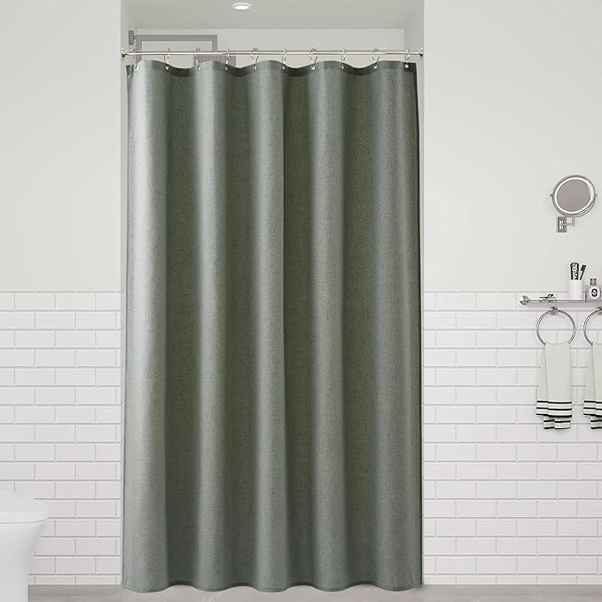 Naturoom Desert Sage 54 Inch Shower Curtain - Stall Narrow Half Linen Ultra Thick Fabric Shower Curtain Set with Hooks, Boho Farmhouse Rustic RV Camper Bath Curtains for Bathroom, 54x78