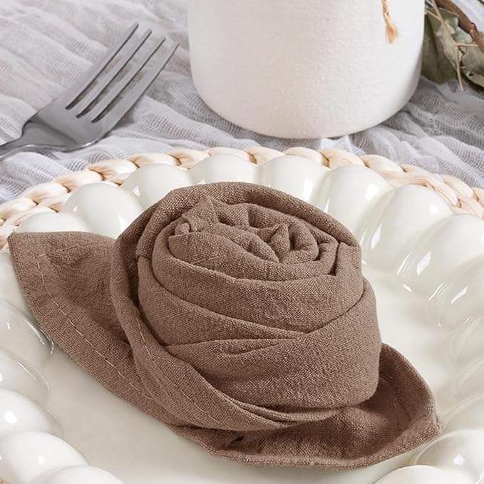 MLMC 4 Pack Nude Cloth Napkins Rustic Washable Cotton Linen Napkins Set of 4 17"x17" Reusable Brown Dinner Napkins Cloth for Wedding Party Reception Gathering Table Decorations
