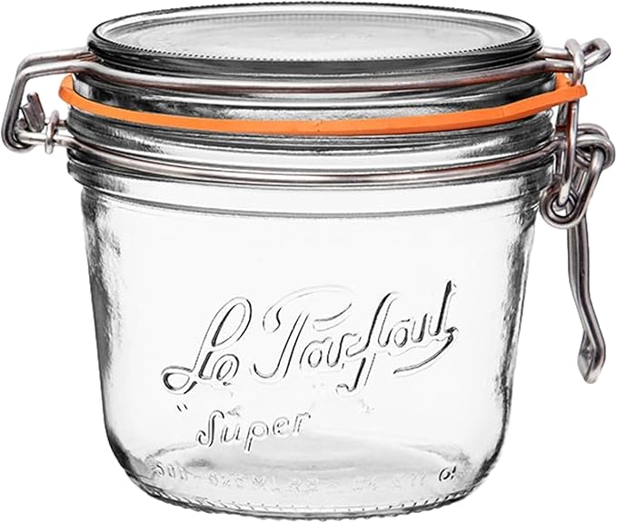 Le Parfait Super Terrine 500mL (16oz) Zero Waste Eco-Friendly Glass Canning Jar, Airtight Rubber Seal & Wire Bail Lid, BPA-Free, Water Bath Safe for Food Storage & Preserving, Made in France