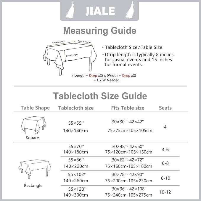 JIALE Rectangle Table Cloth, Heavy Duty Cotton Linen Waterproof Tablecloths Farmhouse Tablecloth, Soft and Wrinkle Free Table Cover with Tassels, 55''x102''，Grey Gingham