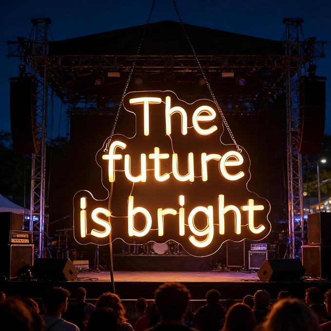 "The Future Is Bright" Neon Sign, Positive Quotes Decorative Neon Lights for Home Room Wall Decor, Office Wall Decor Neon Light Sign, Christmas Birthday Gift,Thanksgiving Gift(warm white)