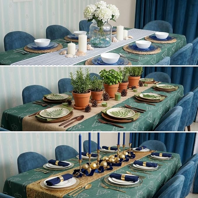 Urban Villa Table Cloth for Cristmas Tabletop Cover Kitchen Dining Tablecloth 100% Cotton Great Parties Wedding Holiday Jacquard Tree Rectangle 60X102 Inches 8-10 Seats Table Cloth