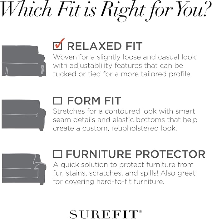 SureFit Cotton Duck Armchair Box Cushion One Piece Slipcover, Chair Cover, Relaxed Woven Fit, 100% Cotton, Machine Washable, Gray