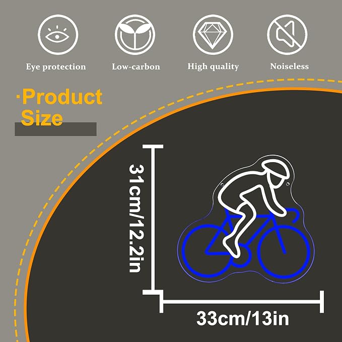 Allball Bike Neon Sign, Cycling Neon Light USB Powered Bicycle LED Sign, for Garage Decor Man Cave Road Bike Athlete Indoor Cycling Bicycle Shop Workout Room Sign Birthday Gifts(12.9 * 12.2 In)