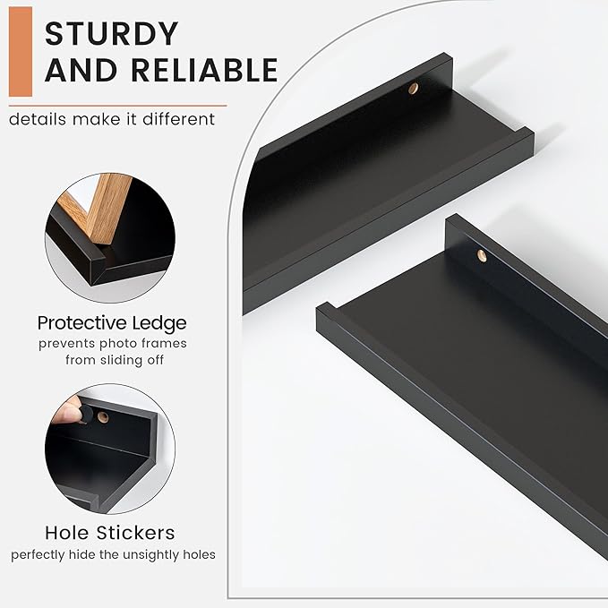FLYJOE Floating Picture Ledge Shelves for Wall Set of 4, 72 Inch Wall Shelves with Lip Long Large Nursery Book Shelf for Toys Storage Kids Bookshelf Wall Mounted Living Room Bedroom Decor Frames