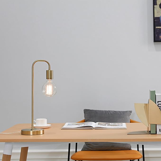 Globe Electric 67433 Holden 18" Table Lamp, Matte Brass, Modern, Night Stand, Bedroom Décor, Living Room, Bedside Light