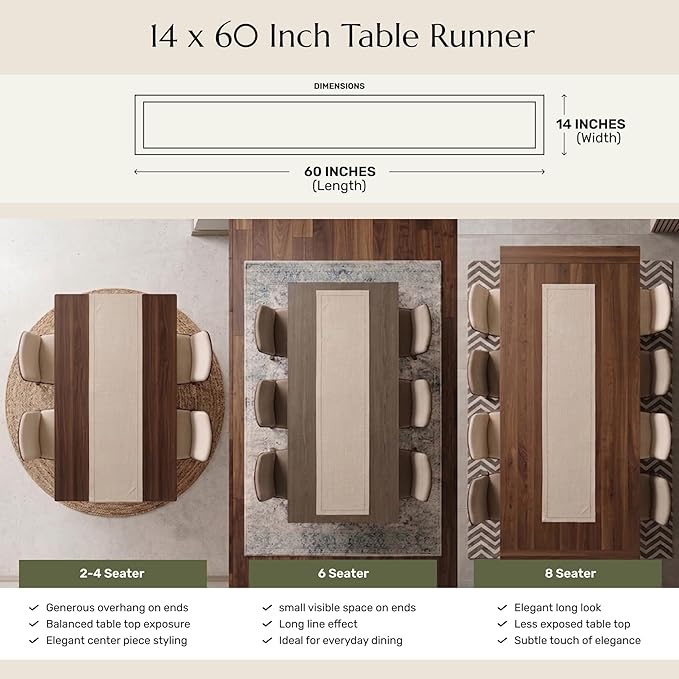 Solino Home Linen Small Table Runner 60 Inches - Athena, 100% Pure Linen Charcoal Grey Table Runner 14 x 60 Inch Ideal for Dresser and Coffee Tables