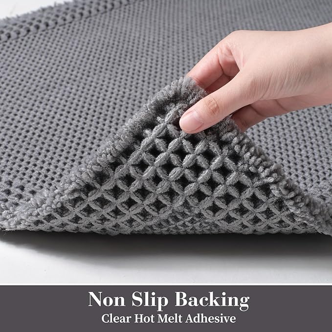 RESARE Waffle Bath Mat for Bathroom, Super Absorbent Bathroom Rugs Non Slip Machine Washable, Ultra Soft Quick Dry Boho Bath Rugs with Tassels, Farmhouse Home Decor Accessories, 17"x24" Dark Grey