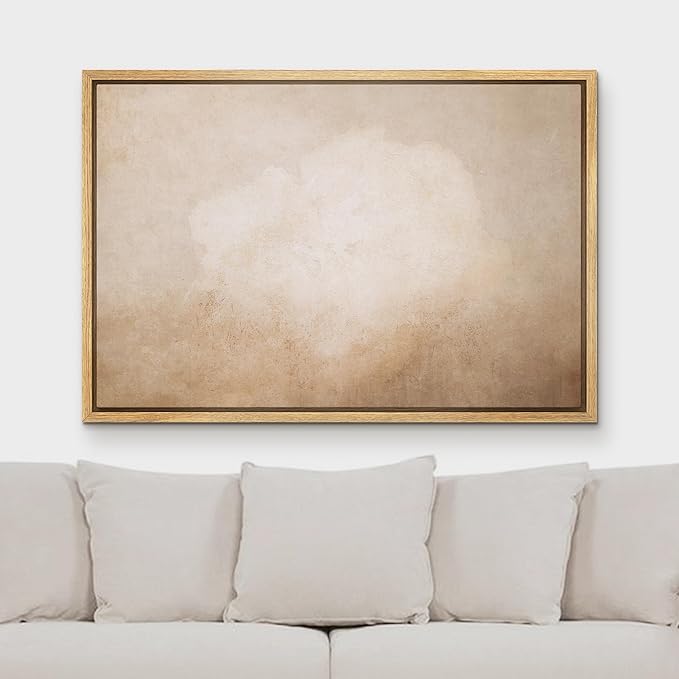 MUDECOR Framed Canvas Print Wall Art Vintage Neutral Minimalist Beige Grunge Abstract Illustrations Minimalism Decorative Bohemian Colorful Zen for Living Room, Bedroom, Office - 24"x36" NATURAL