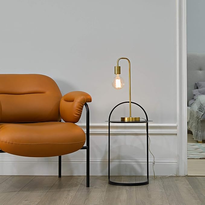 Globe Electric 67433 Holden 18" Table Lamp, Matte Brass, Modern, Night Stand, Bedroom Décor, Living Room, Bedside Light