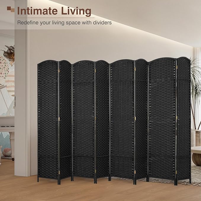 Room Divider 8 Panel 5.6 FT Tall Privacy Screen Waterproof Wood Frame Partition Room Dividers and Folding Privacy Screens Freestanding Wall Divider Indoor and Outdoor for Portable Room Separation