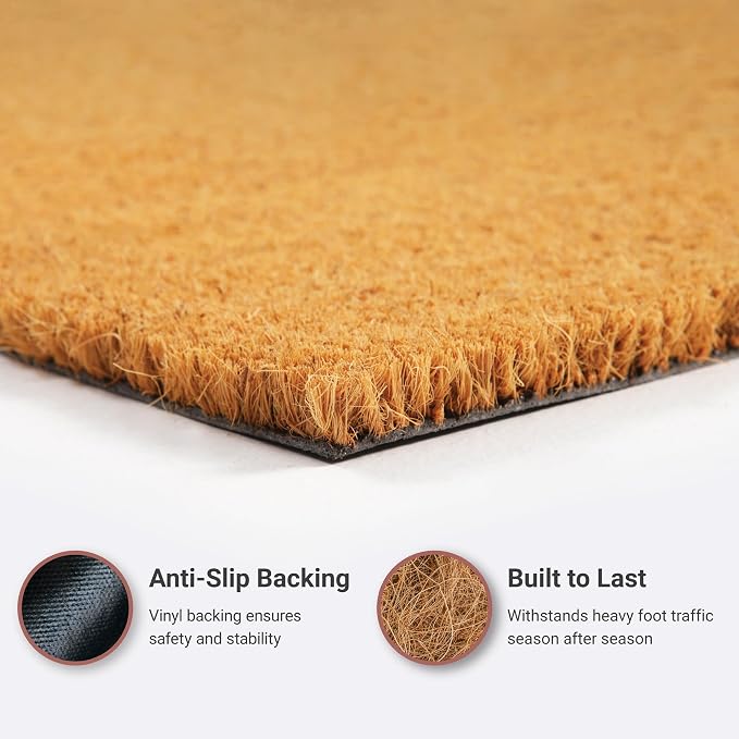 THEODORE MAGNUS Door Mat - Welcome Mat for Front Door with Non-Slip Backing - Durable Coir Doormat - Perfect for Outside Entrance and Entryway Matt - Outdoor/Indoor - Warm Welcome - 17" x 30"