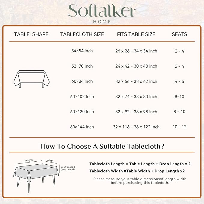 Softalker Black Tablecloths 70x52 Inch Rectangle Linen Textured Outdoor Table Cloth Stain and Wrinkle Resistant Table Cover for Spring,Easter,Summer,Party,Garden,Coffee Modern Decor Small Tabletop