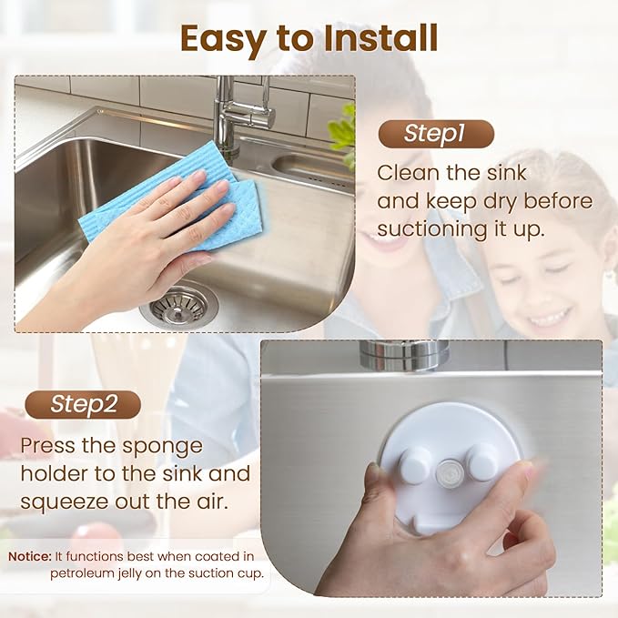Semcide Sponge Holder, Sink Caddy w/Suction Cup Installation, Sponge Organizer for Kitchen/Bathroom Sink, Self Draining, Dishwasher Safe for Holding Sponges(Sponges Not Included), White(1-Pack)