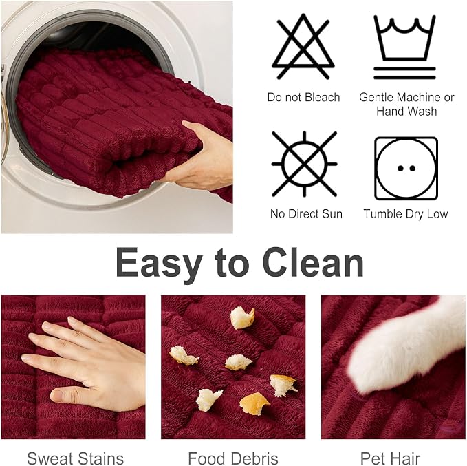 hyha Couch Cover for Dogs Washable, Non Slip Thick Flannel Sofa Protector, Pet Friendly Plush Furniture Cover for Sectional Sofa & Loveseat (Red, 27.6" x 95")