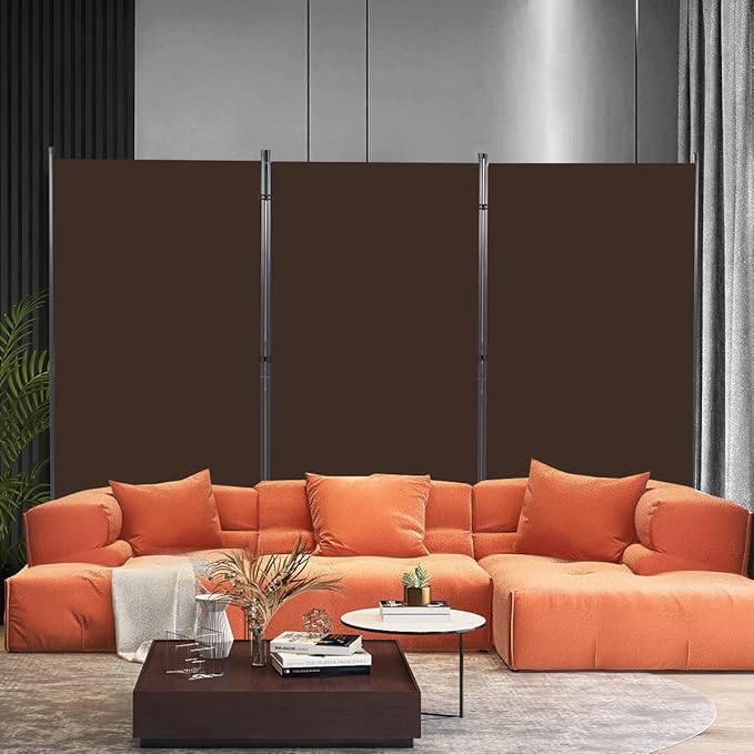 YASRKML Room Divider Folding Privacy Screens, Portable Room Divider Panel 3 Panel Partition Room Dividers Screen, Freestanding Room Partitions and Dividers Fabric Dividers for Room Separation, Brown