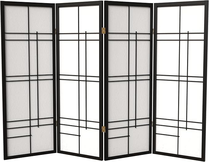4 ft. Short Eudes Shoji Screen - Black - 4 Panels