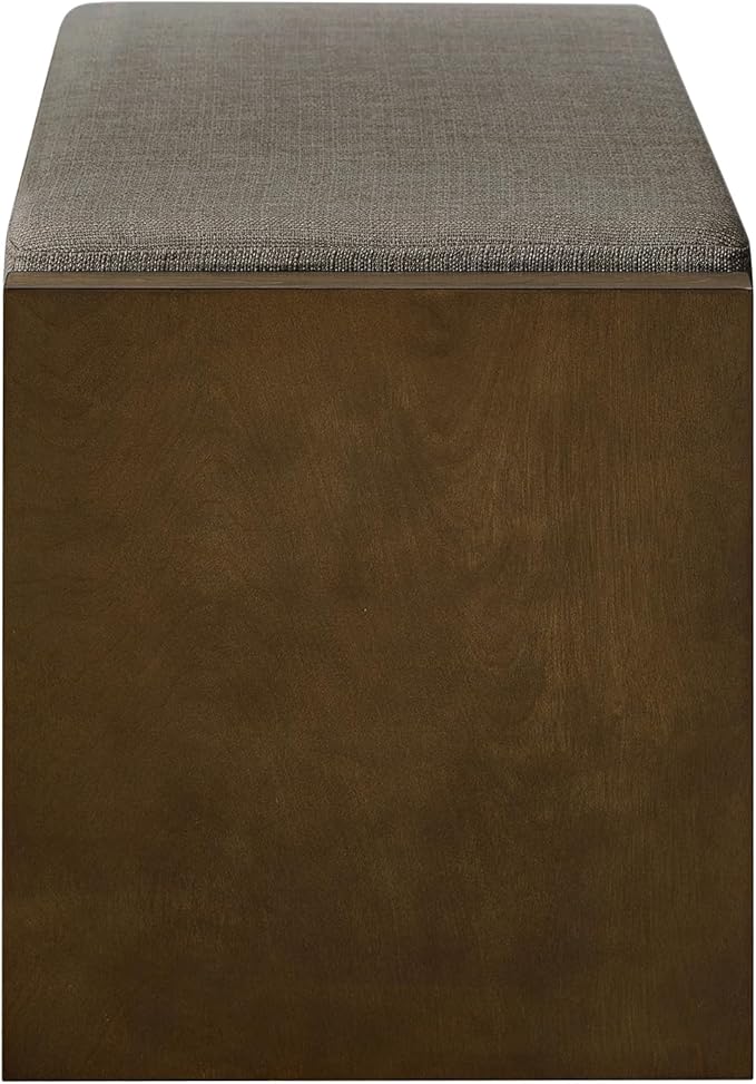 Accent Bench with Lower Shelf Shoe Rack, Padded Seating Bench for Living Room, Modern Compact Bed End Bench with Storage for Bedroom Seating, Removable Cushion (Granite, 40" L)