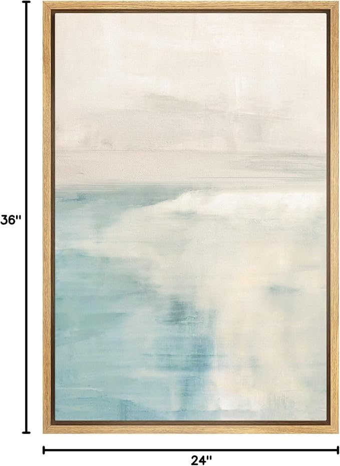 SIGNWIN Framed Canvas Print Wall Art Pastel Watercolor Teal Tan Landscape Abstract Shapes Illustrations Modern Art Minimal Relax/Calm Multicolor for Living Room, Bedroom, Office - 24"x36" Natural