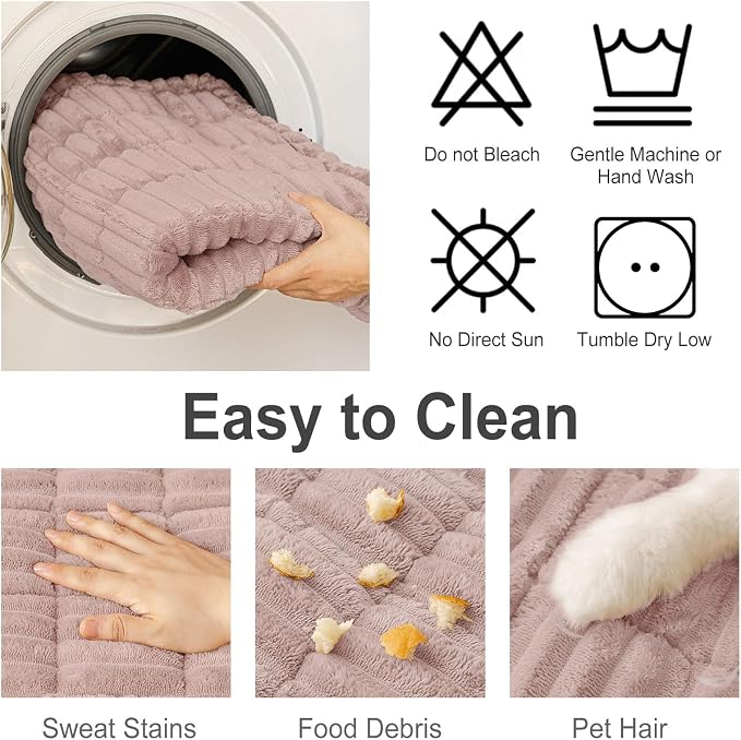 hyha Couch Cover for Dogs Washable, Non Slip Thick Flannel Sofa Protector, Pet Friendly Plush Furniture Cover for Sectional Sofa & Loveseat (Dusty Pink, 43" x 63")